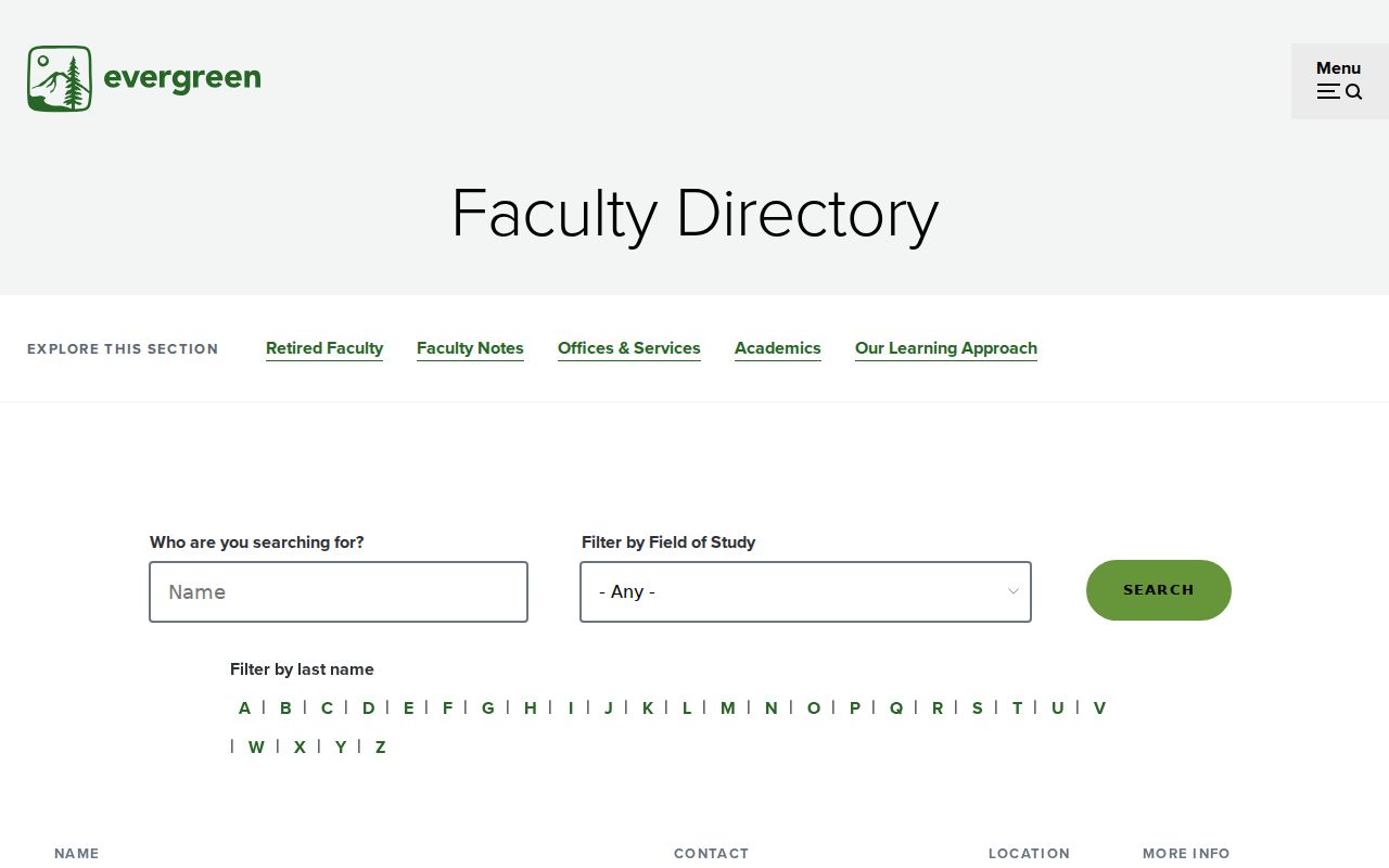 Thurston County people directories search for Evergreen faculty
