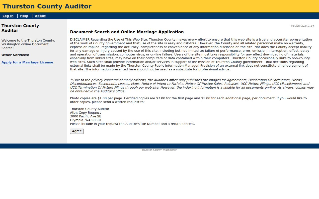 Thurston County people search Auditor document index
