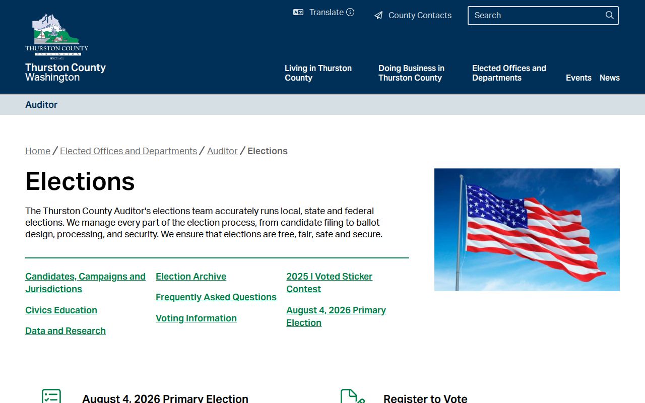 Thurston County voter registration and elections office services