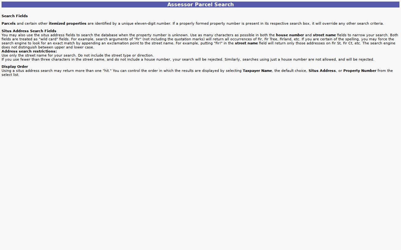 Thurston County people search parcel and situs controls
